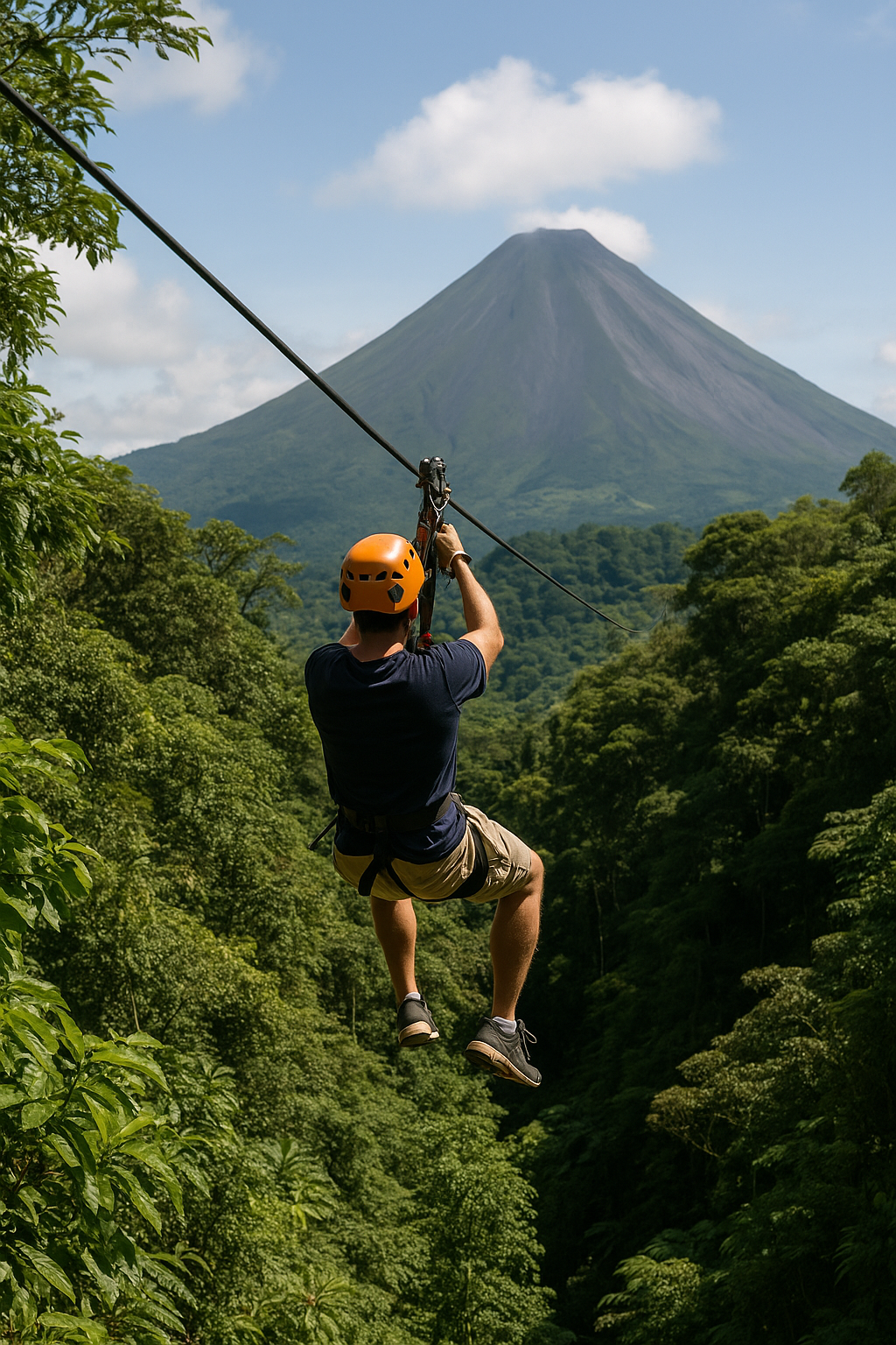 Tirolesa entre volcanes en Arenal